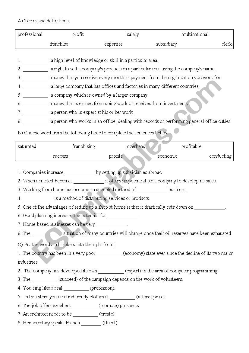 Business English 01 worksheet