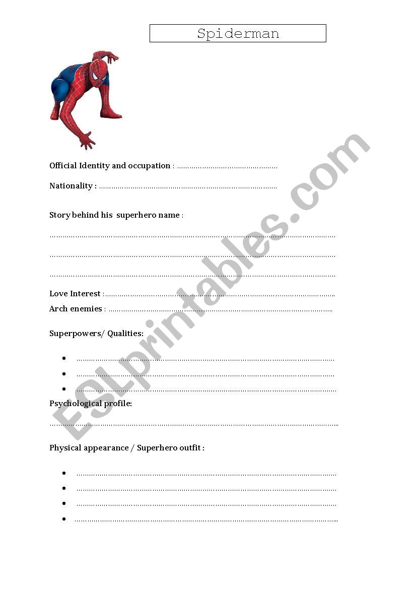 Superheroes ID Cards worksheet