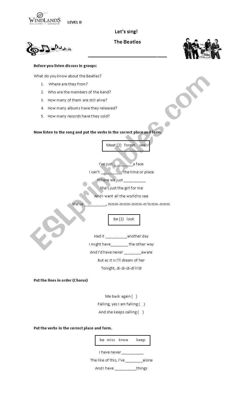 Song: IÂ´ve just seen a face - The Beatles 