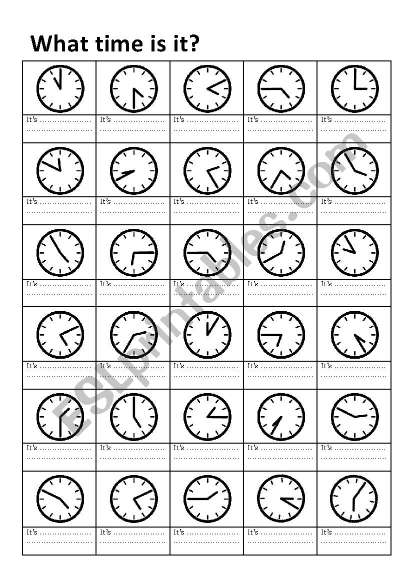 What time is it worksheet