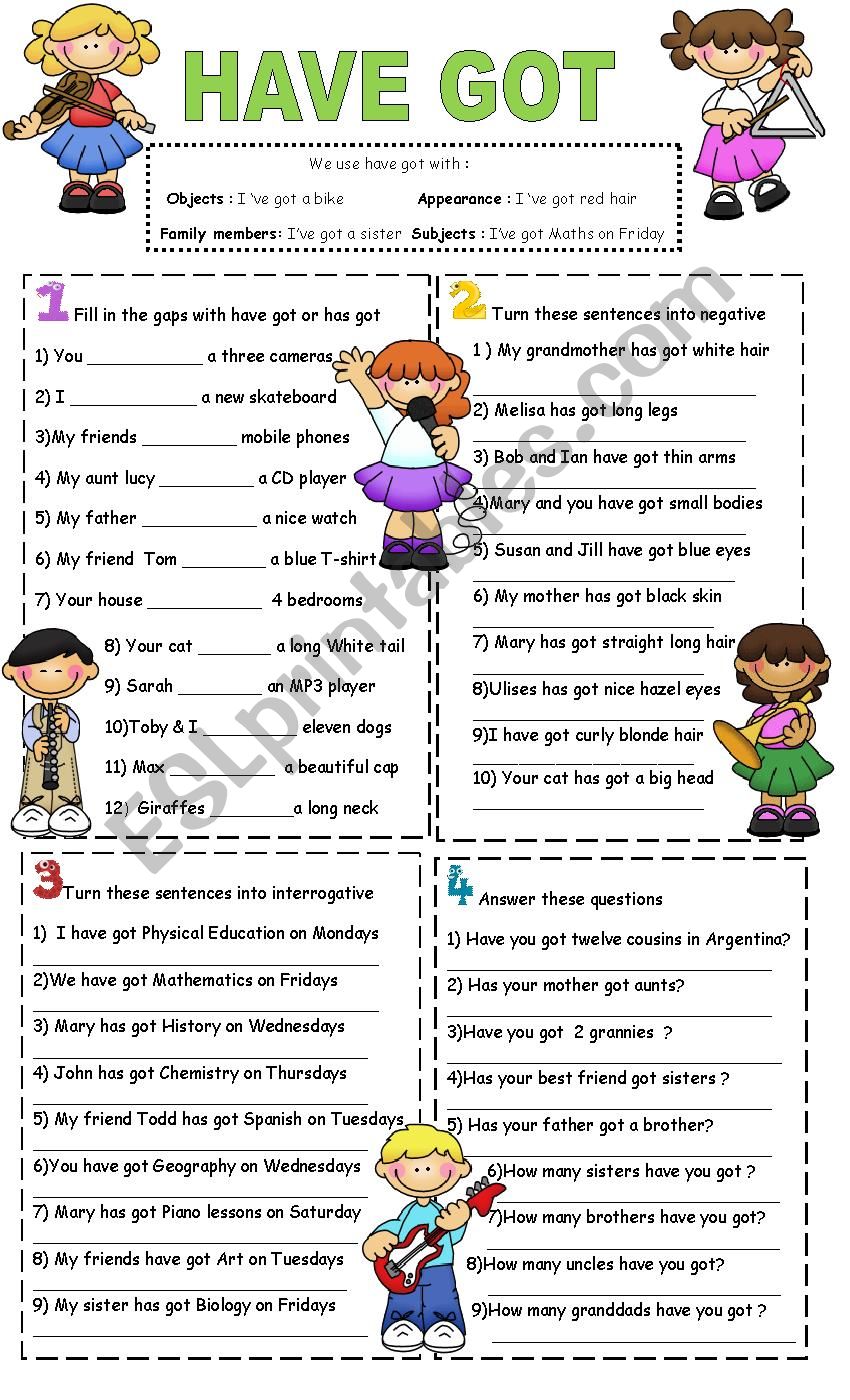 have got -mixed worksheet