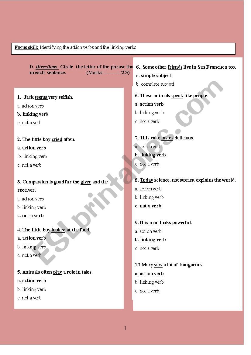 5th form grammar exam (verbs and mechanics)with answer key