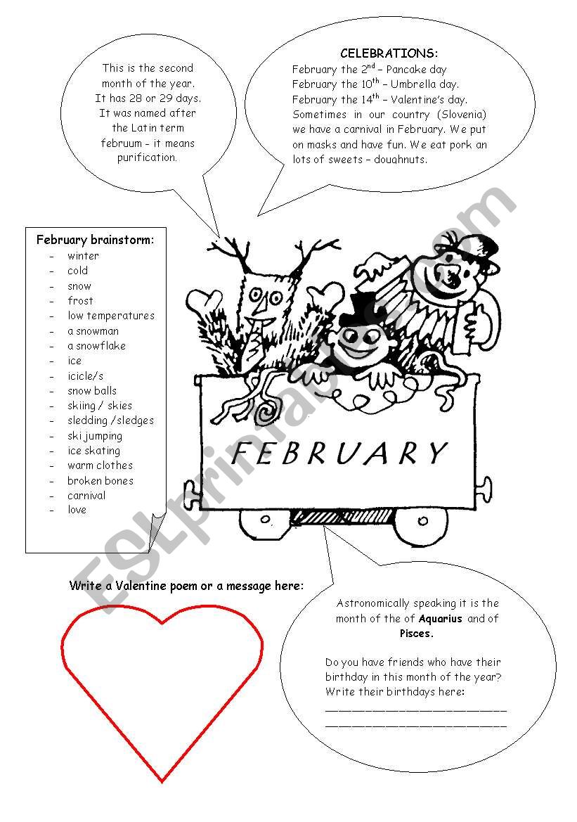 MONTHS - FEBRUARY worksheet