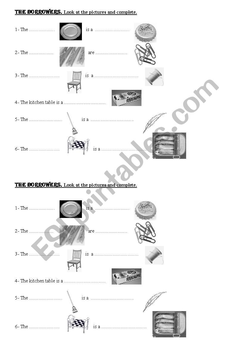 The Borrowers worksheet