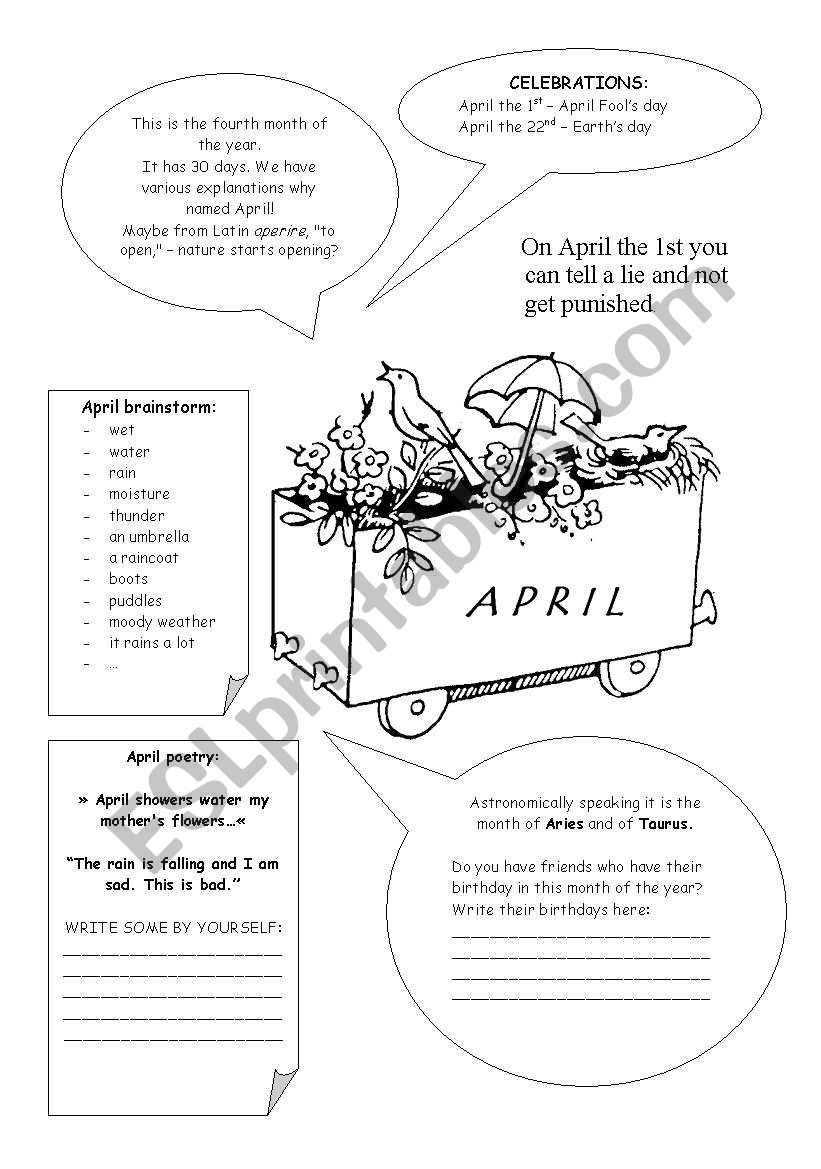 MONTHS - APRIL worksheet