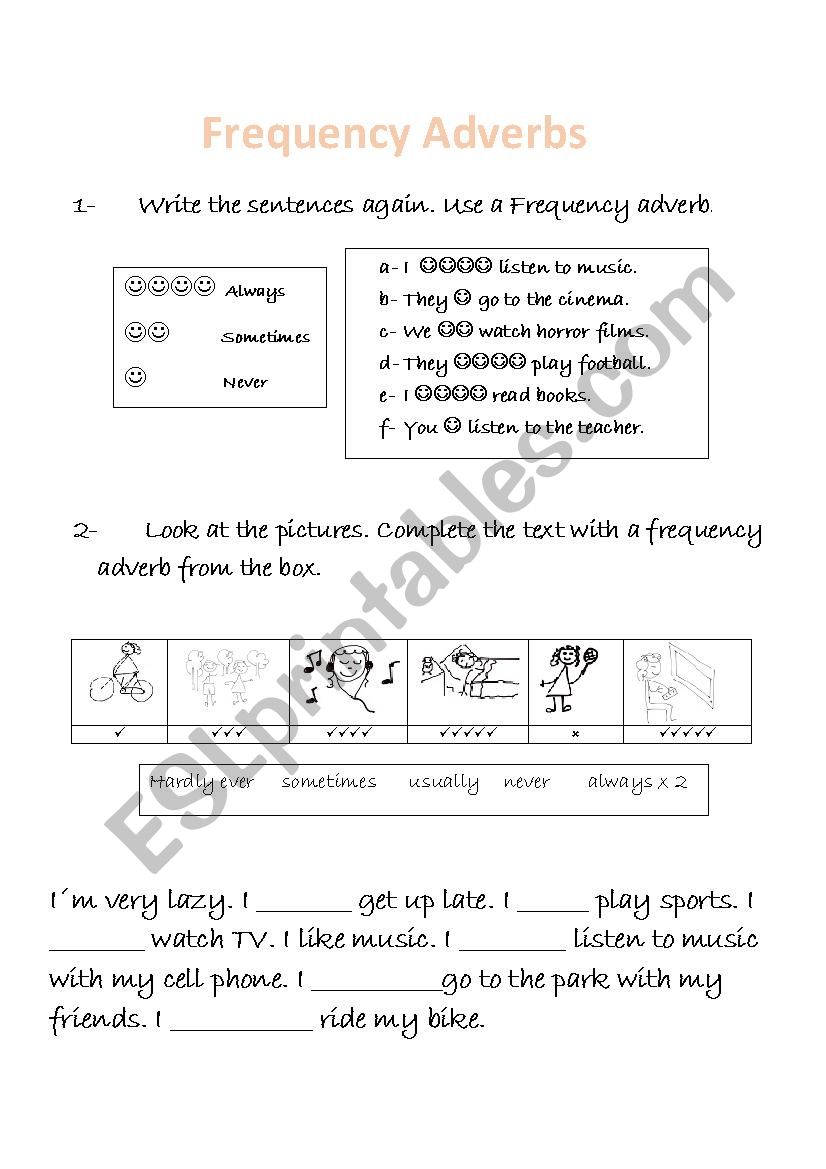 Frequency Adverbs worksheet