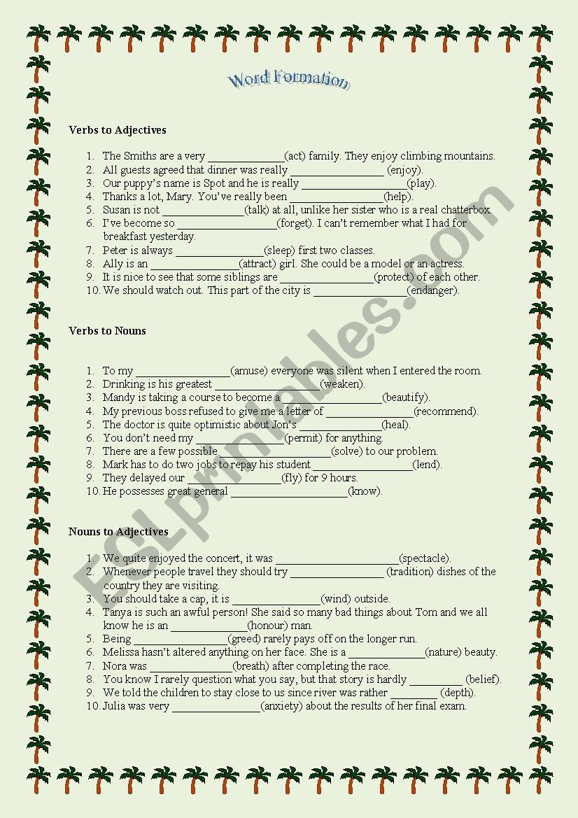 Word Formation worksheet