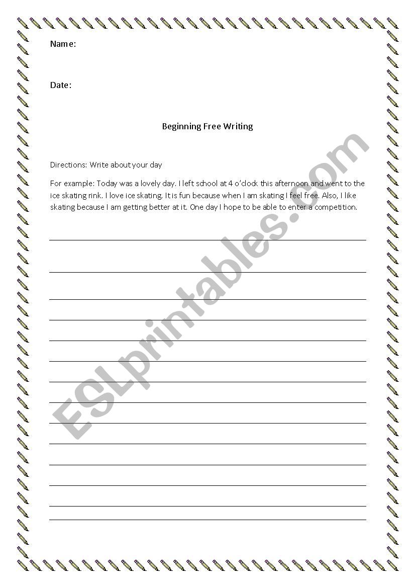 Beginning Writing worksheet