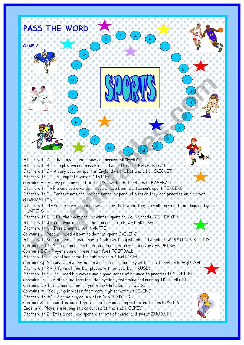 Sports: Pass the word  worksheet