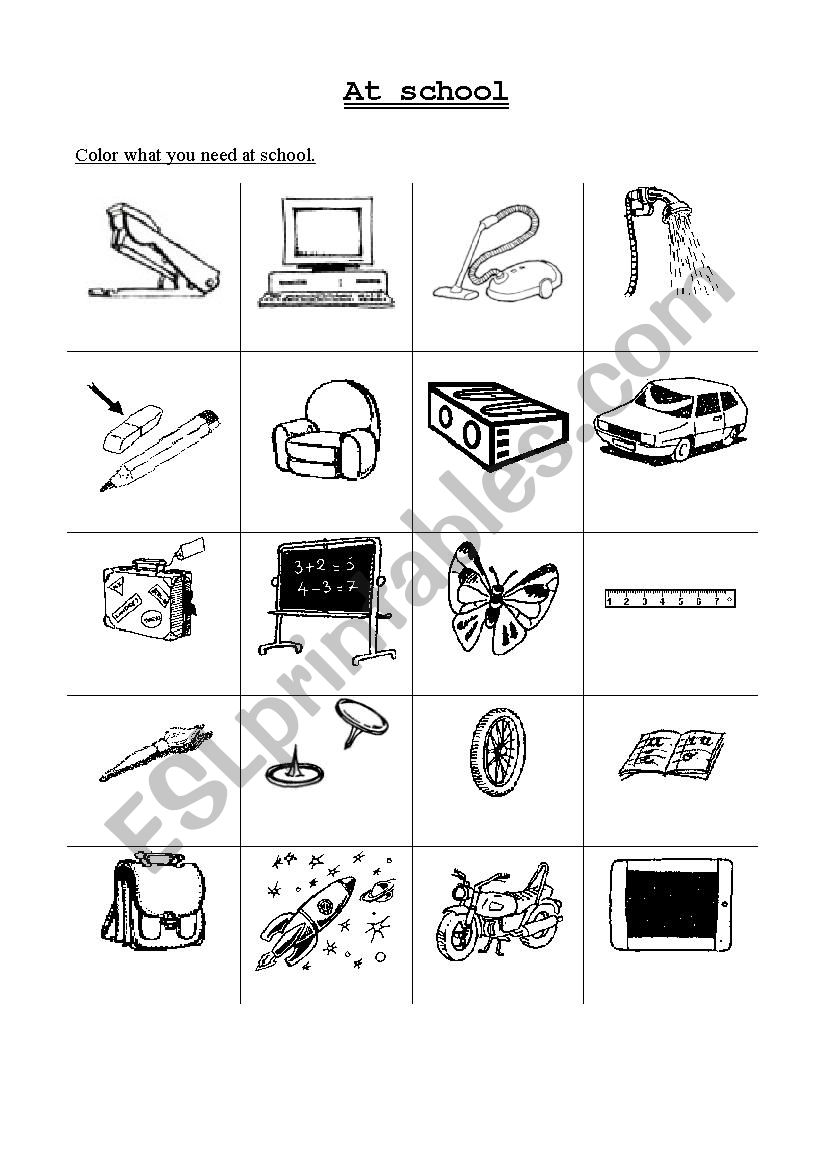 at school worksheet