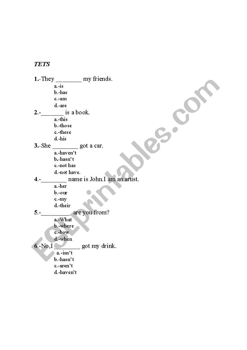 tets worksheet