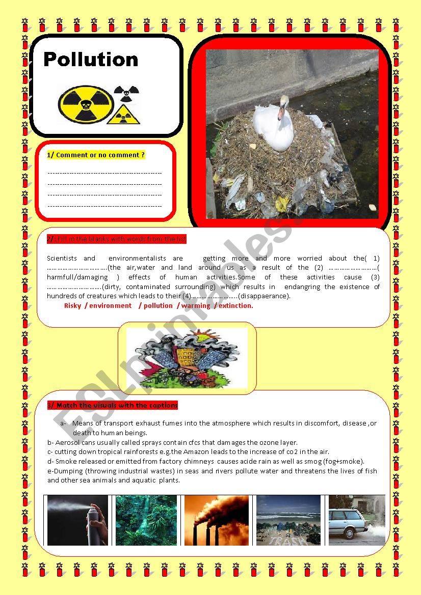 pollution & the environment worksheet