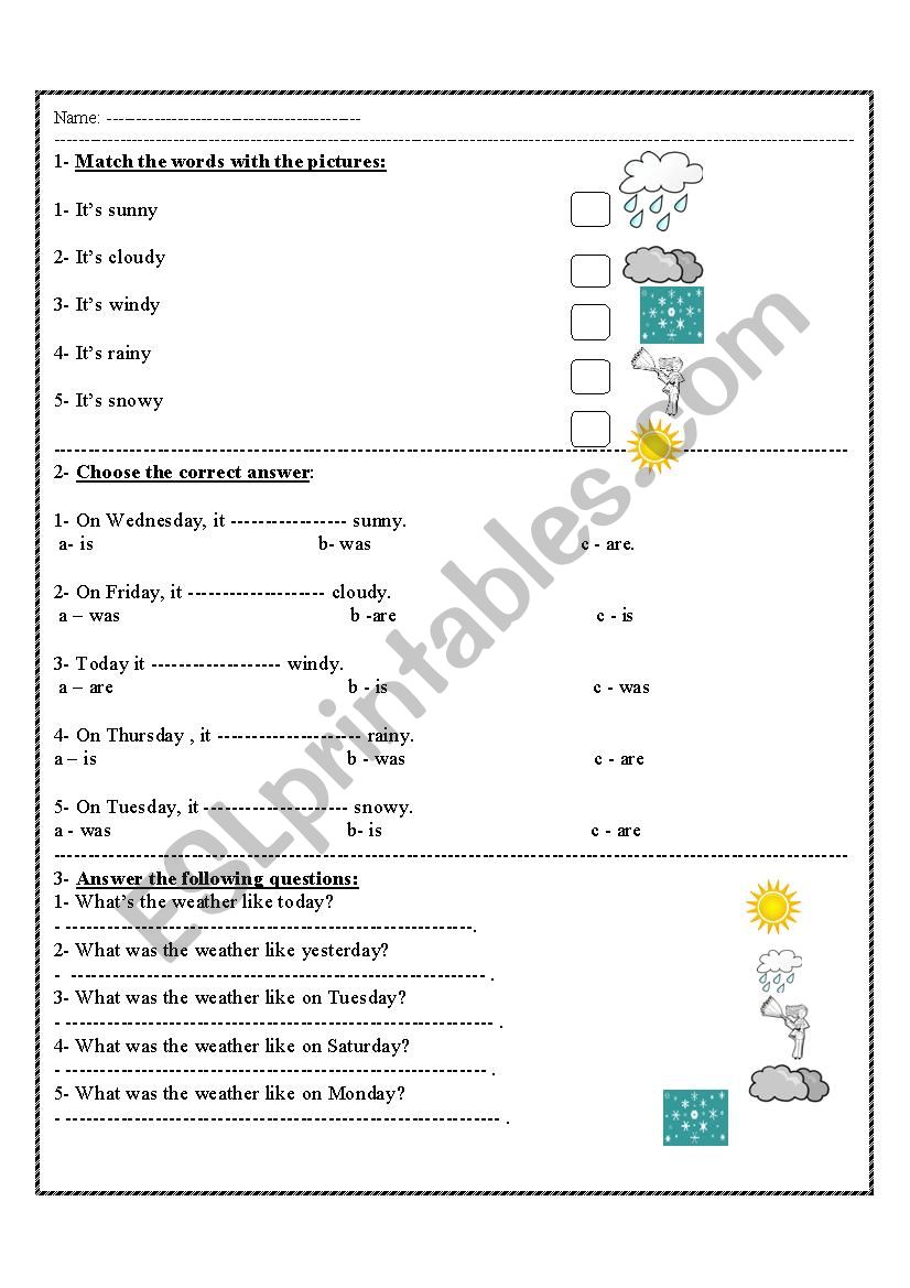 weather worksheet