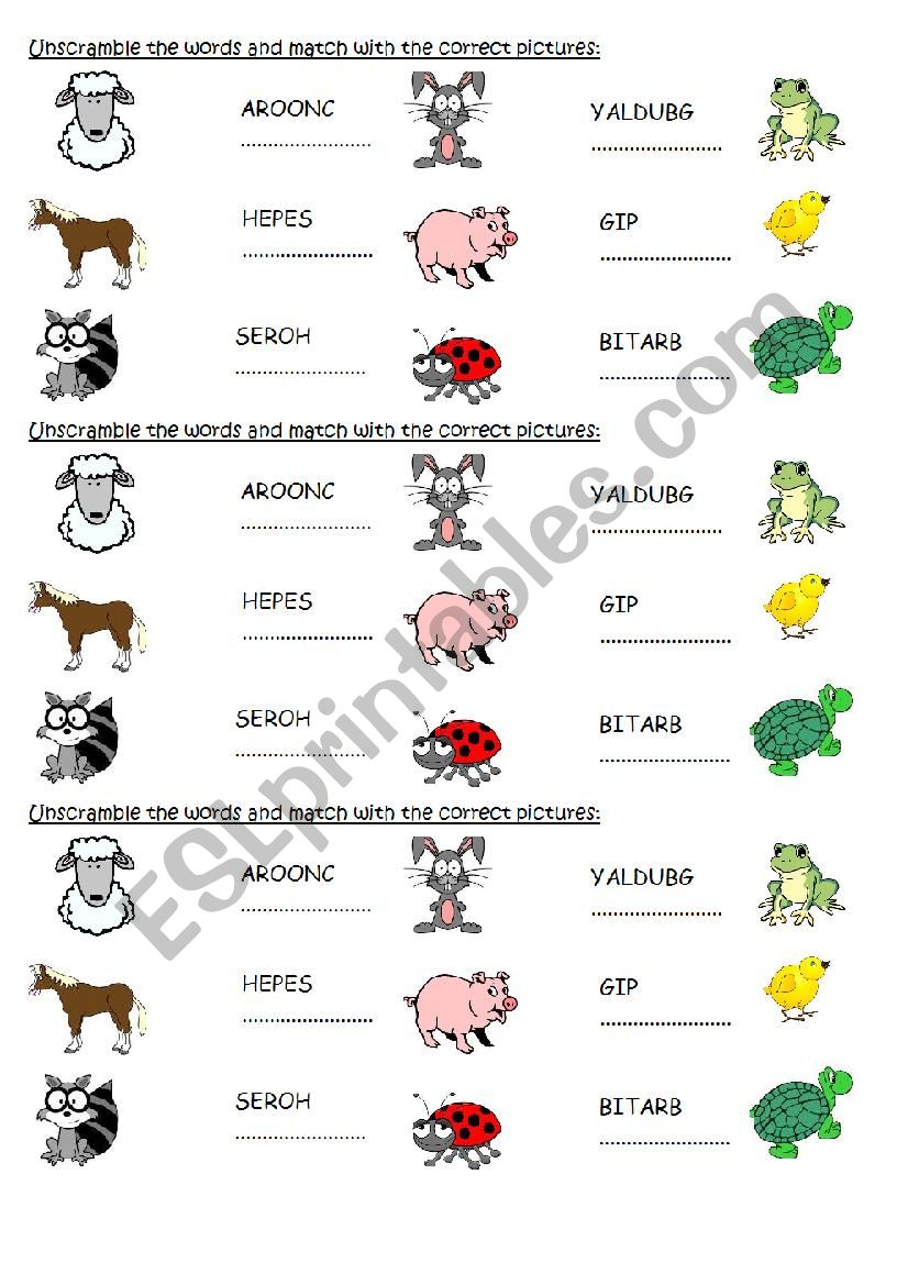 ANIMALS worksheet