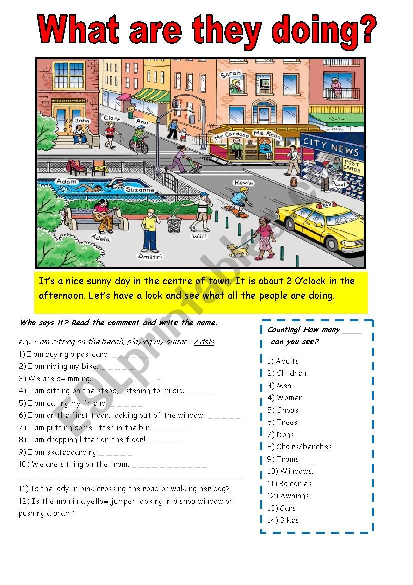 What are the people doing?  worksheet