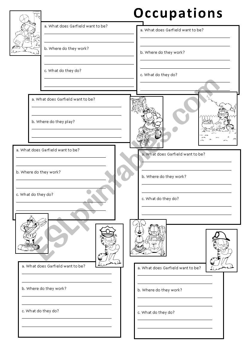 Garfield Occupations worksheet