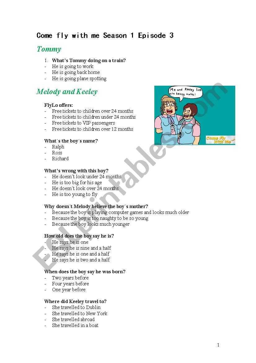 Come fly with me - S1E3 - Students worksheet