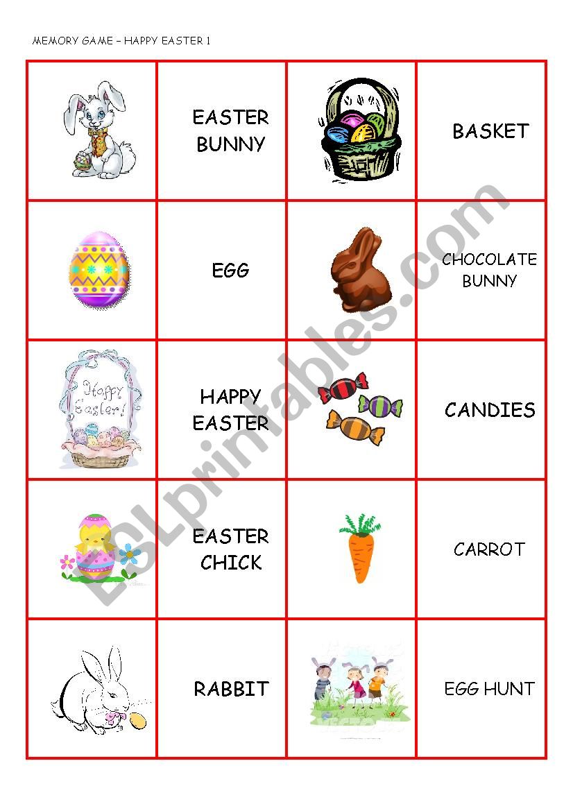 Easter Memory Game worksheet