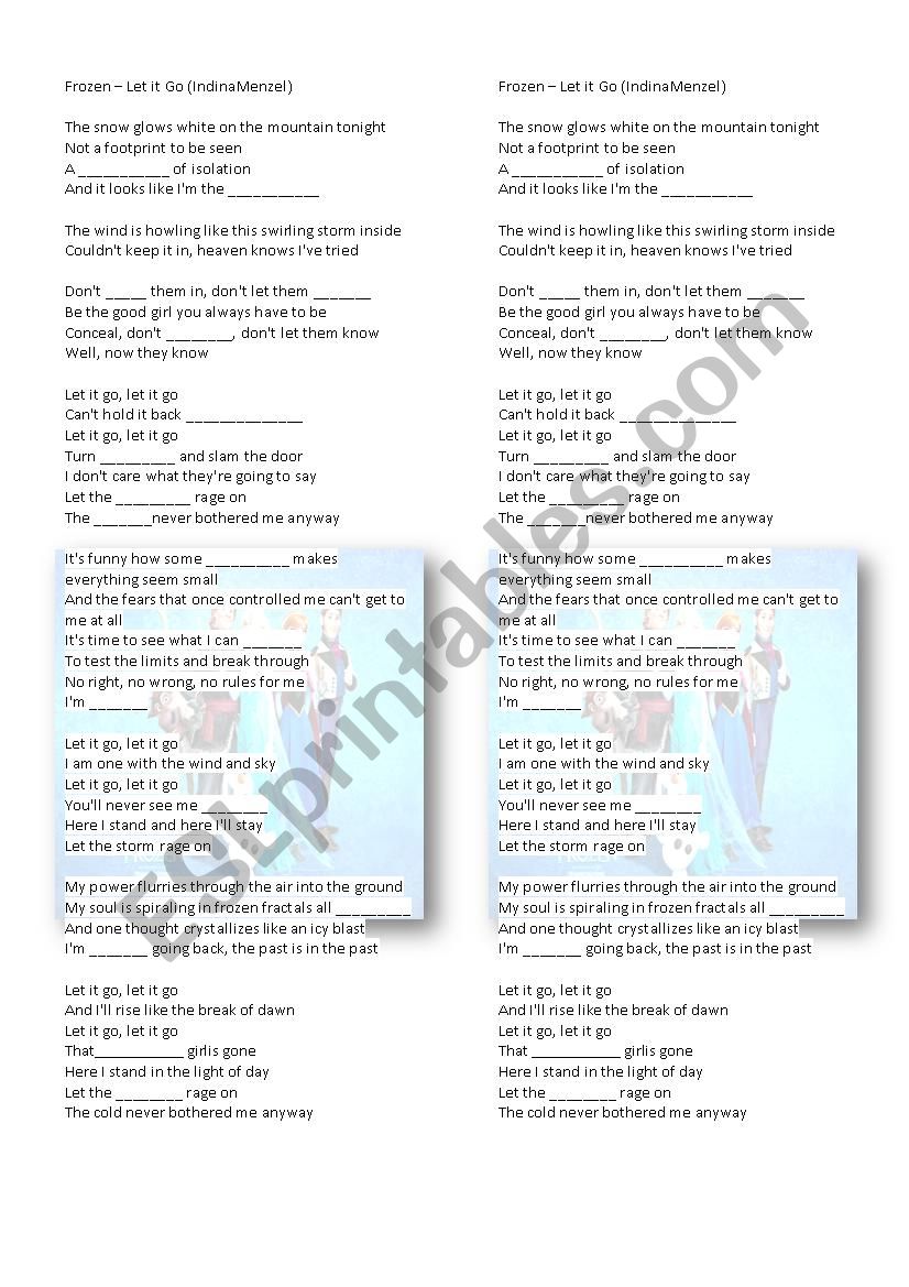 Frozen - Let It Go worksheet