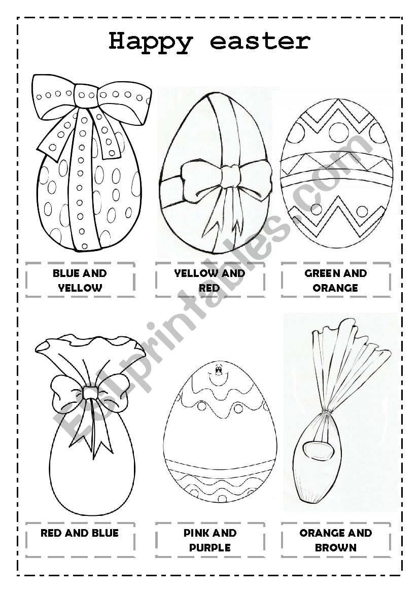 Easter eggs and colors worksheet