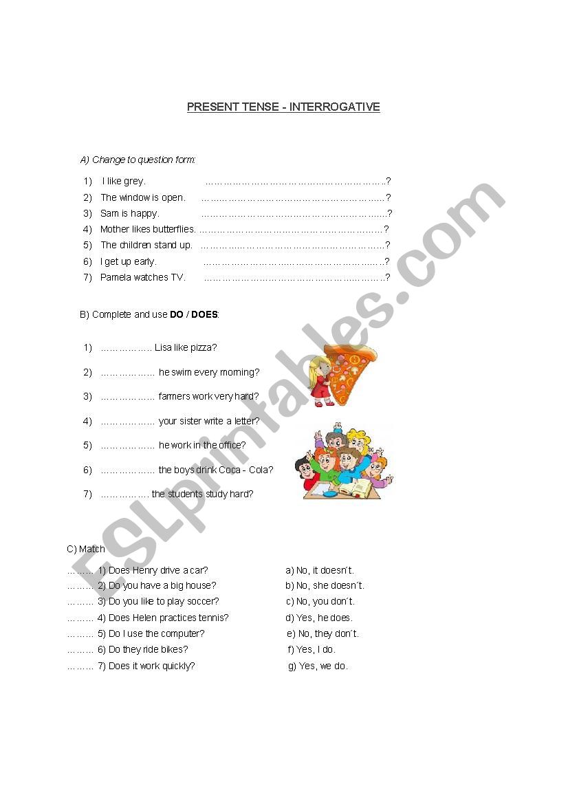 Interrogative simple present worksheet