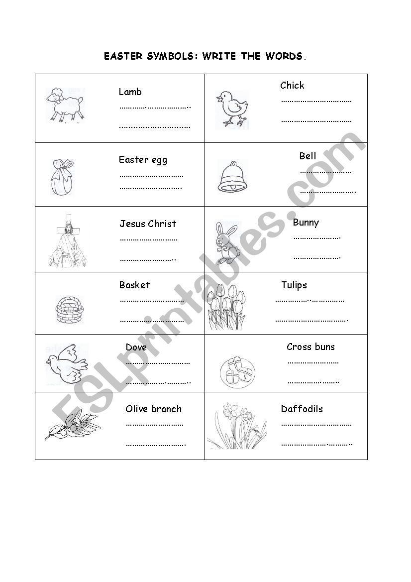 Easter symbols worksheet