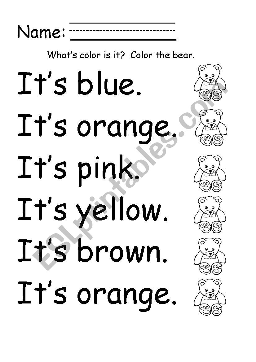 Color the bear worksheet