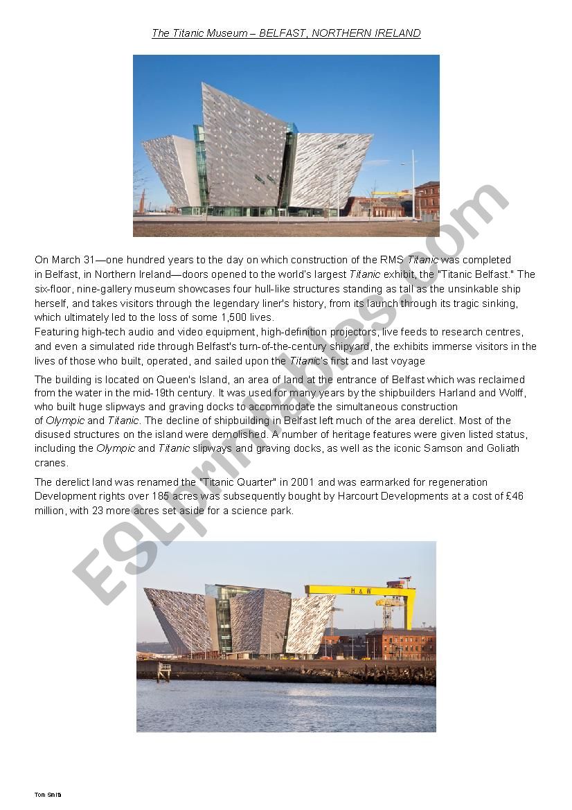 titanic museum Belfast worksheet