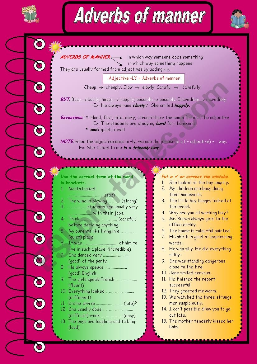 Adverbs of Manner worksheet