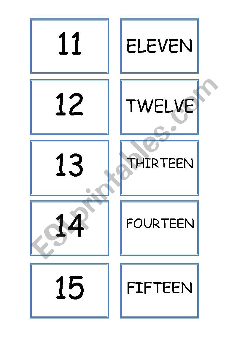 Memory Game (Numbers) worksheet