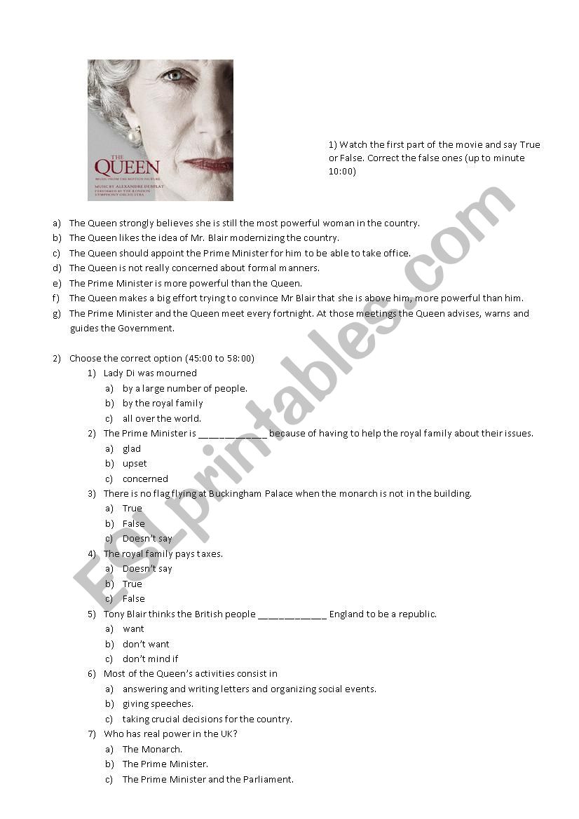 The Queen worksheet