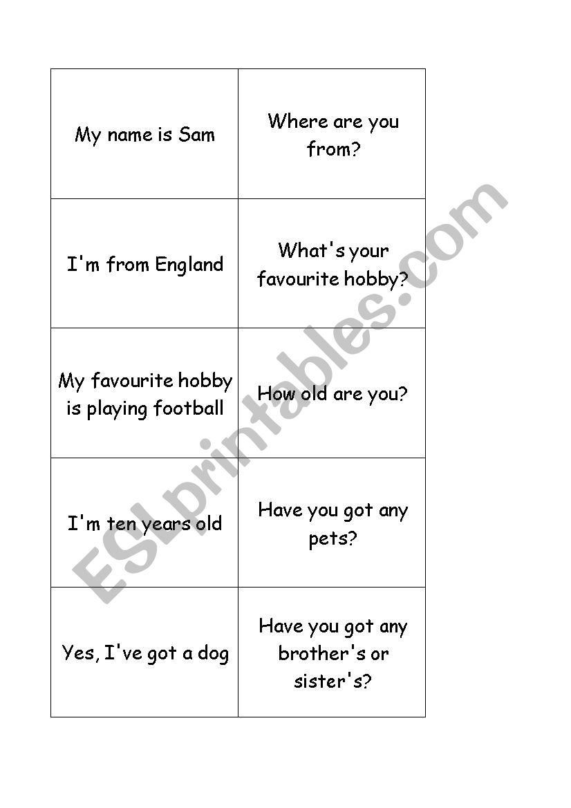 domino worksheet