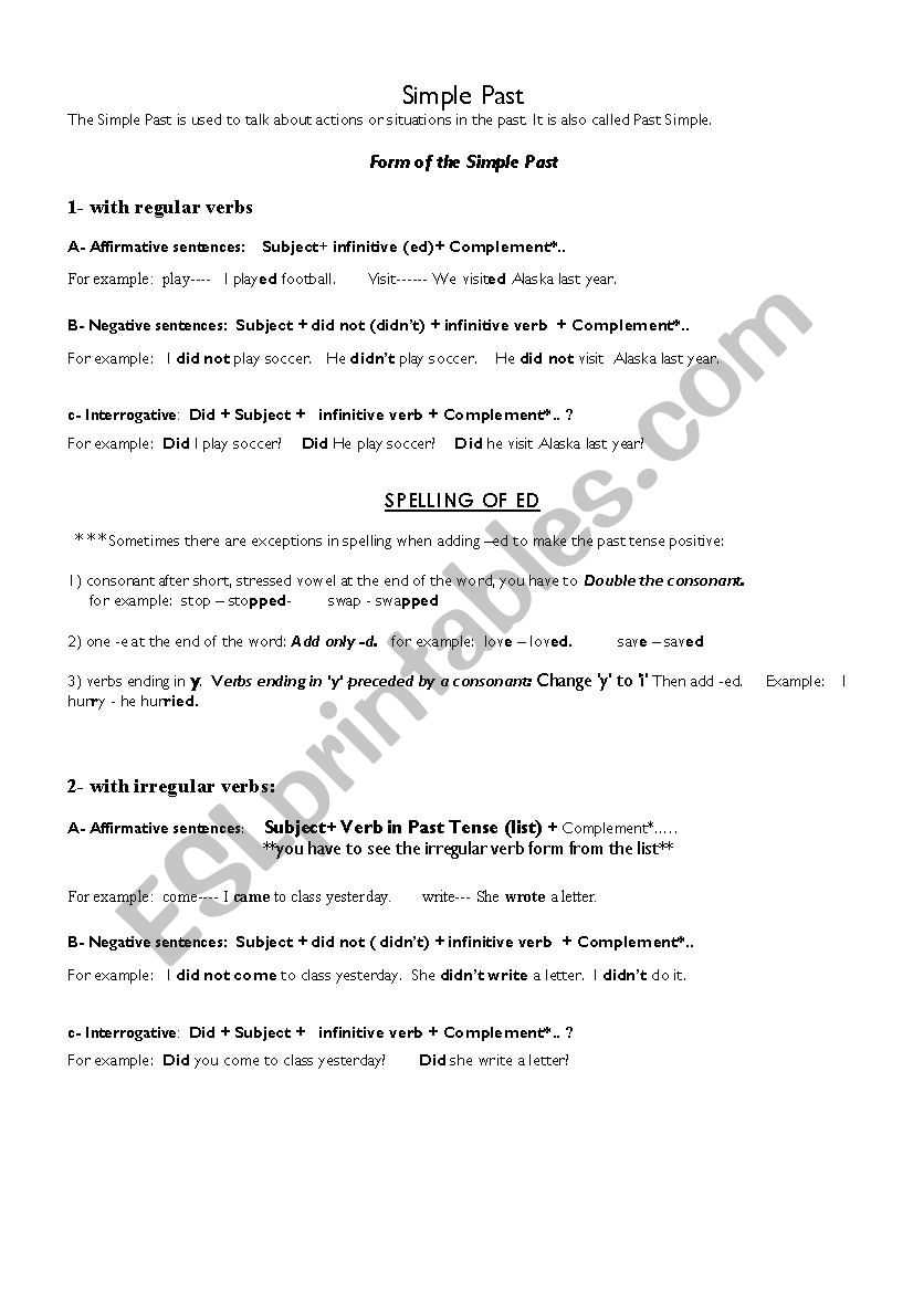 Simple Past  worksheet