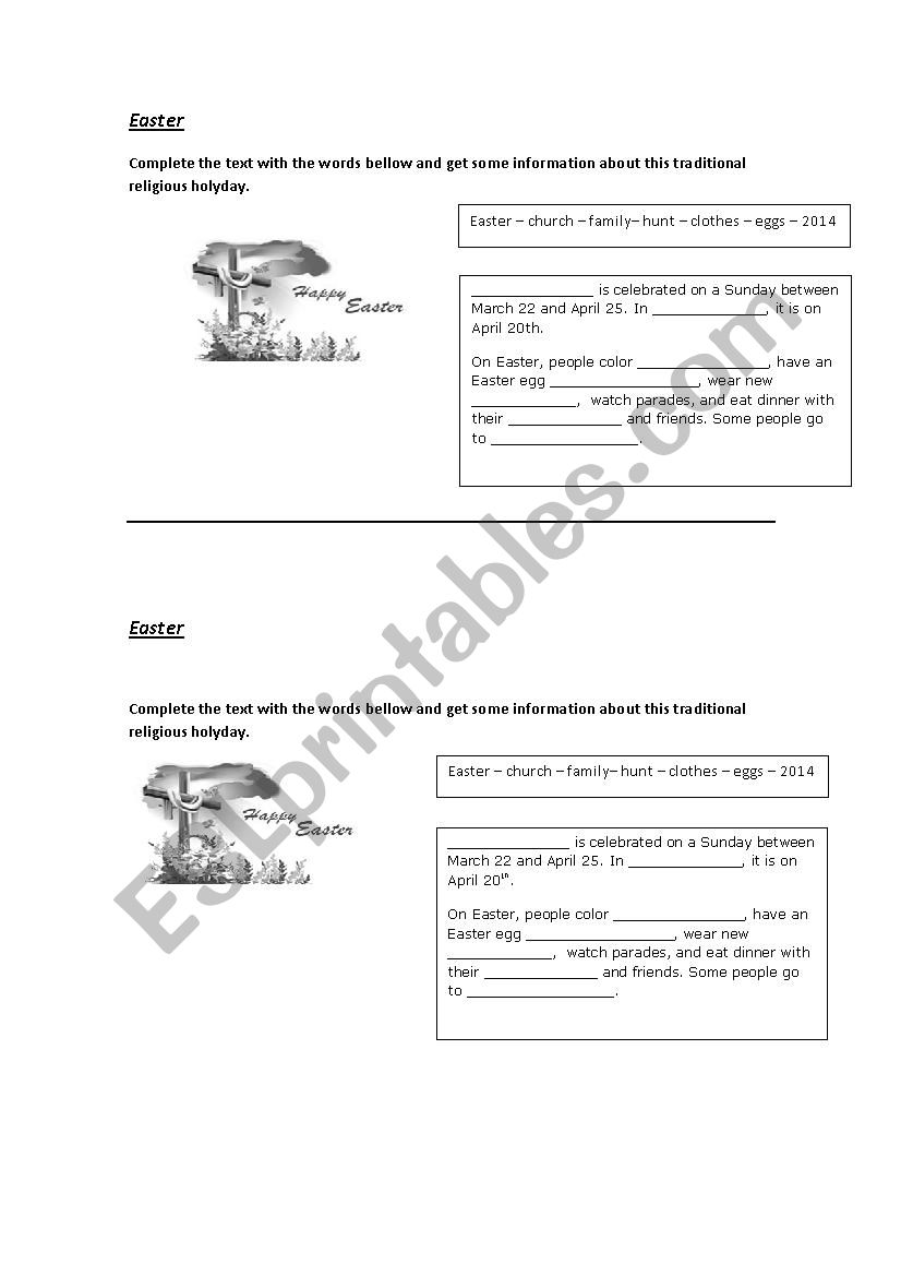 Easter worksheet