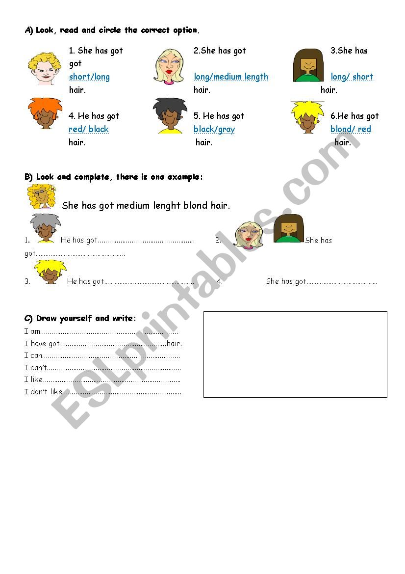 appearance for kids worksheet