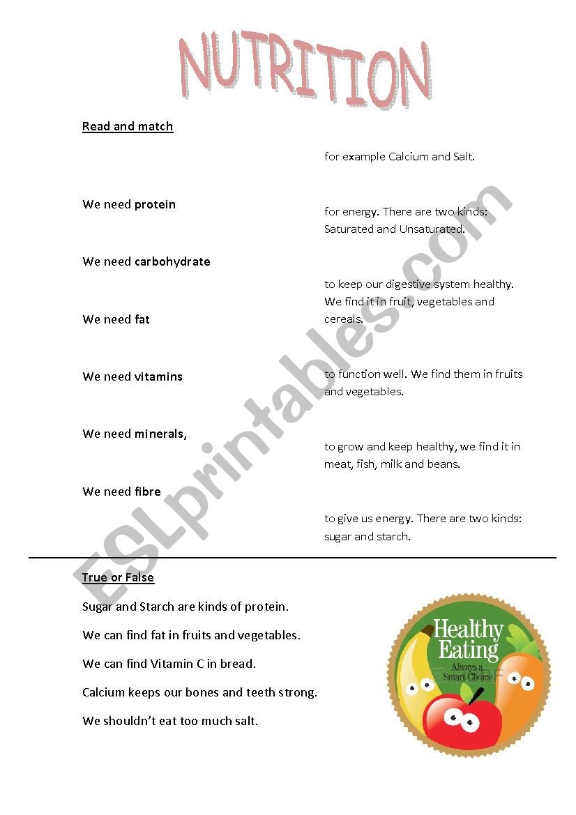 Nutrition worksheet