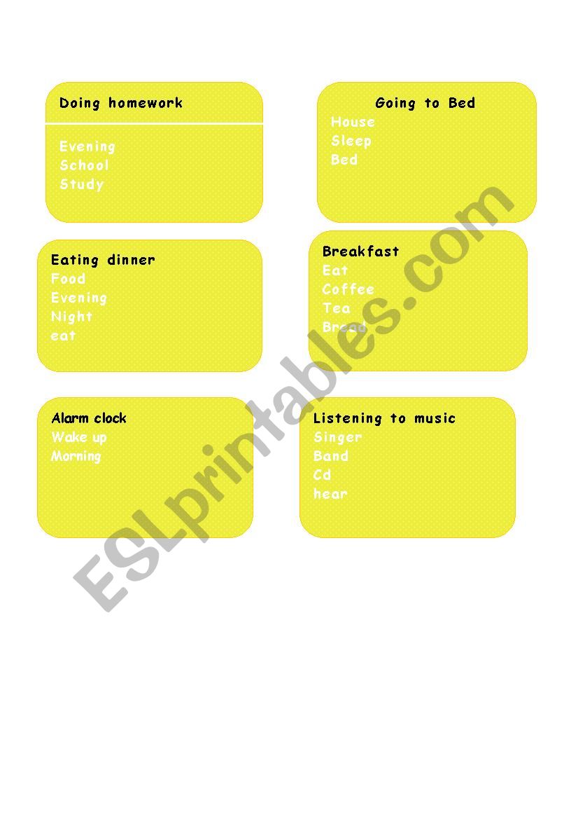 taboo cards worksheet