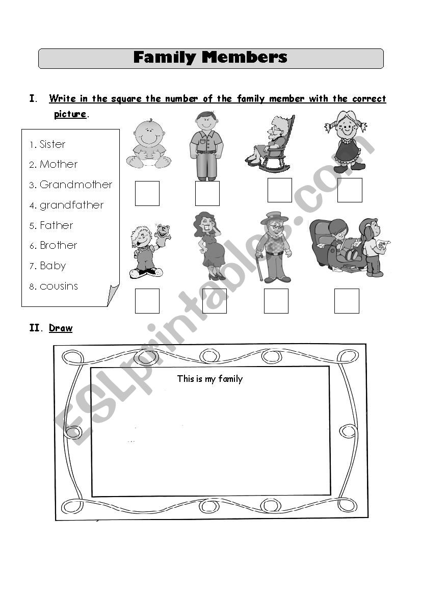 Family Members exercise worksheet