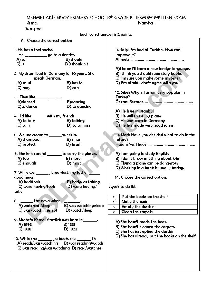 worksheet for 8th graders worksheet