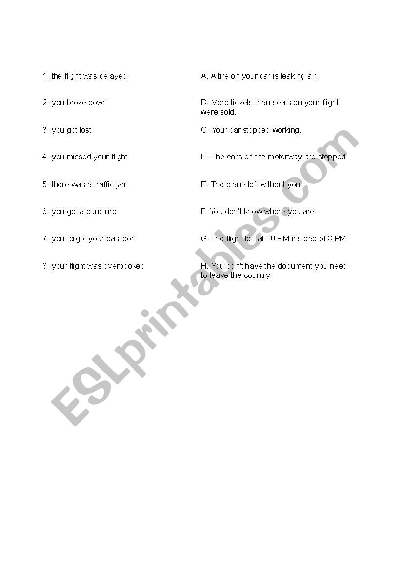 Useful Travel Terms worksheet