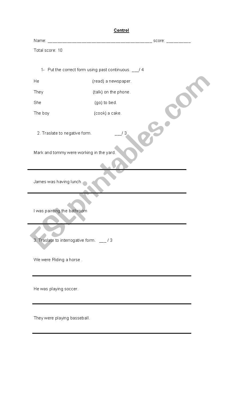 past continuous Quiz  worksheet