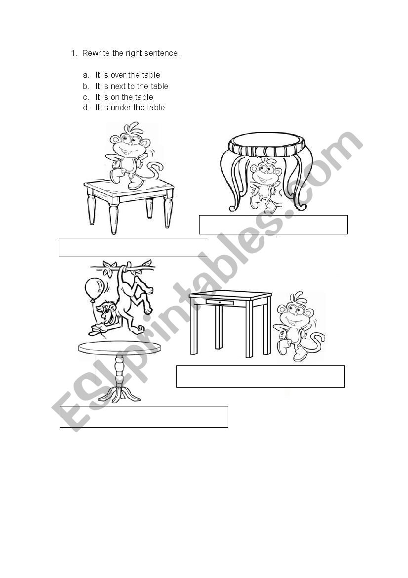 prepositions of place worksheet