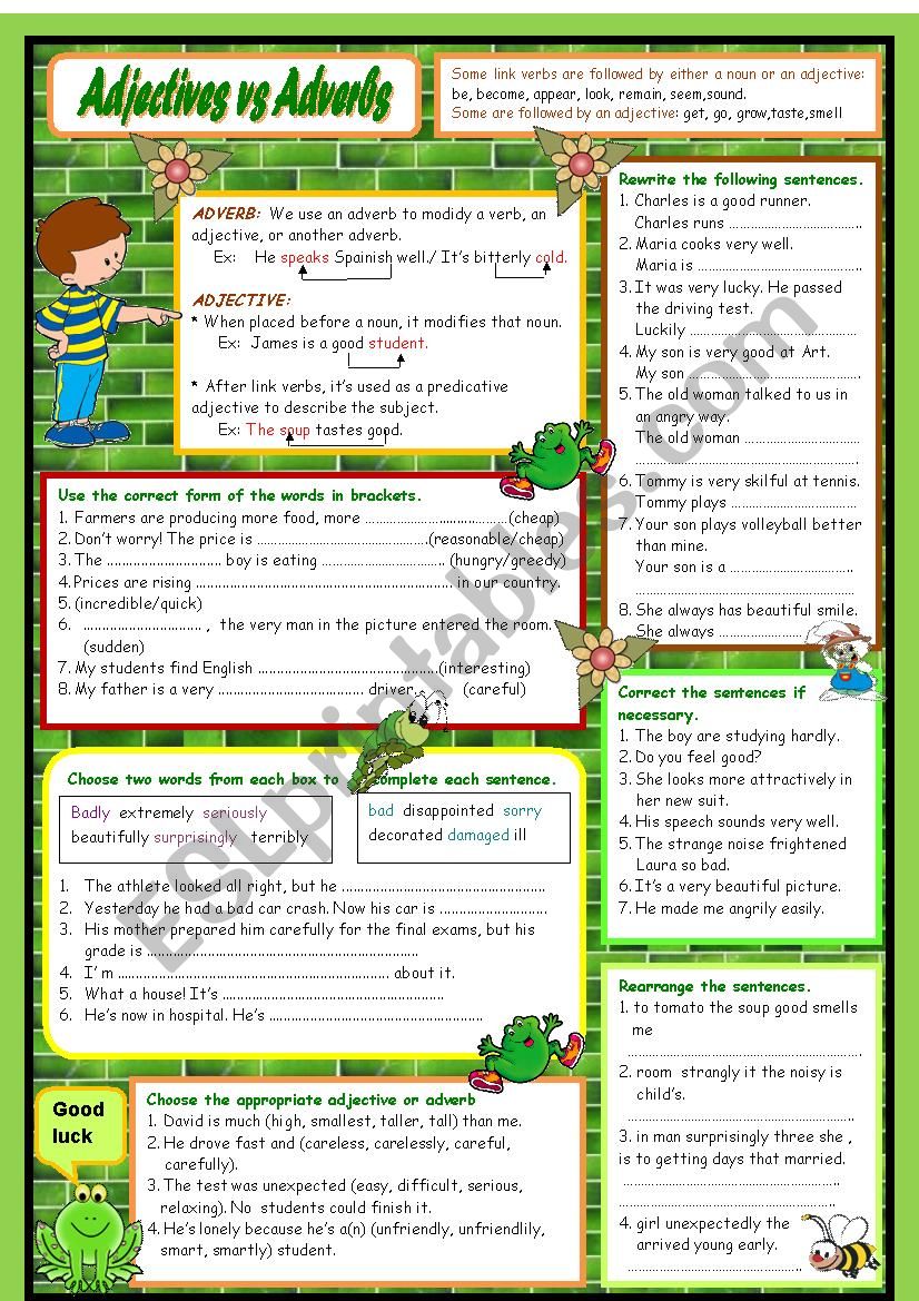 Adjectives vs Adverbs worksheet