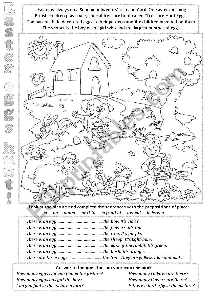 Easter eggs hunt worksheet