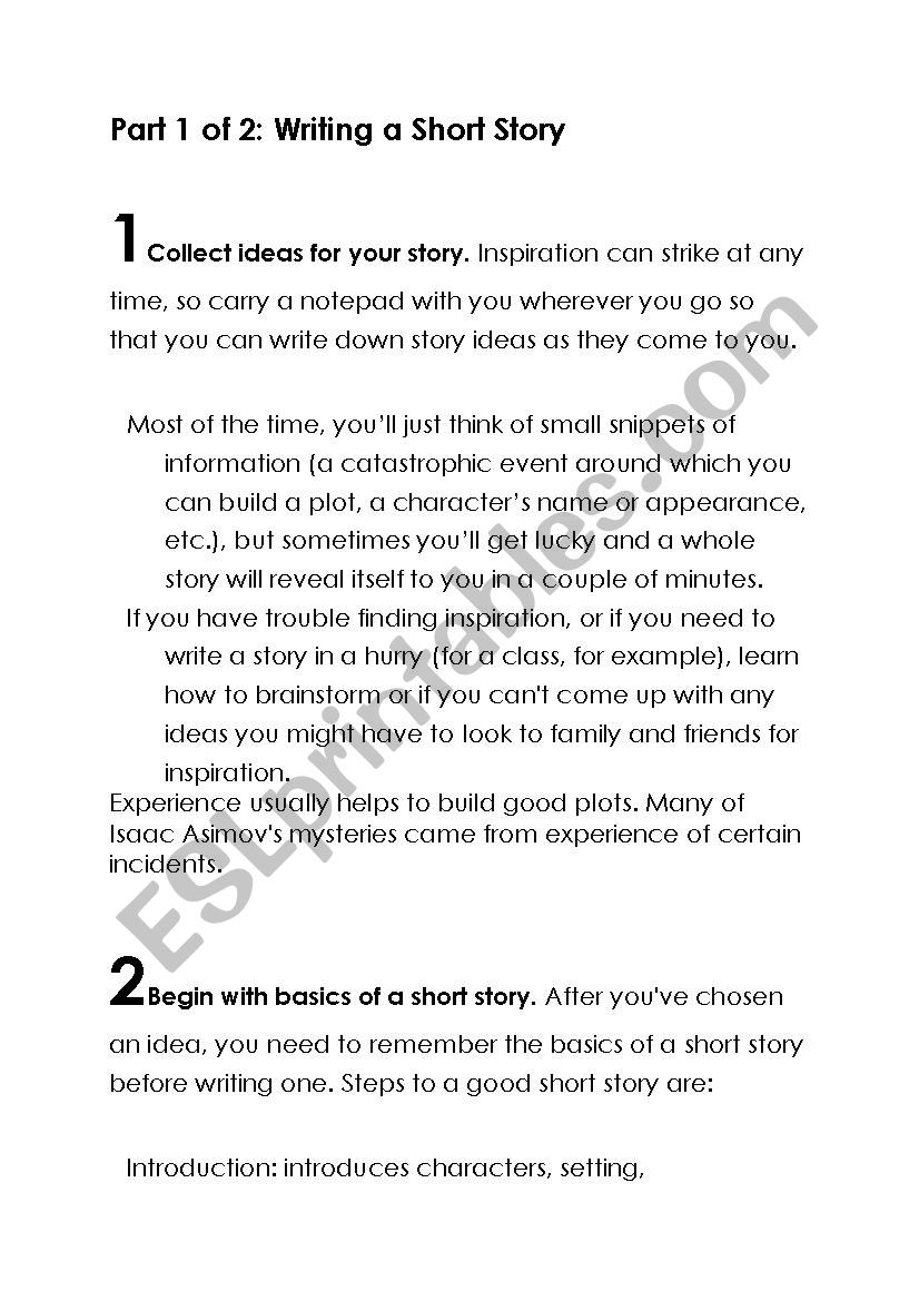 Story writing worksheet