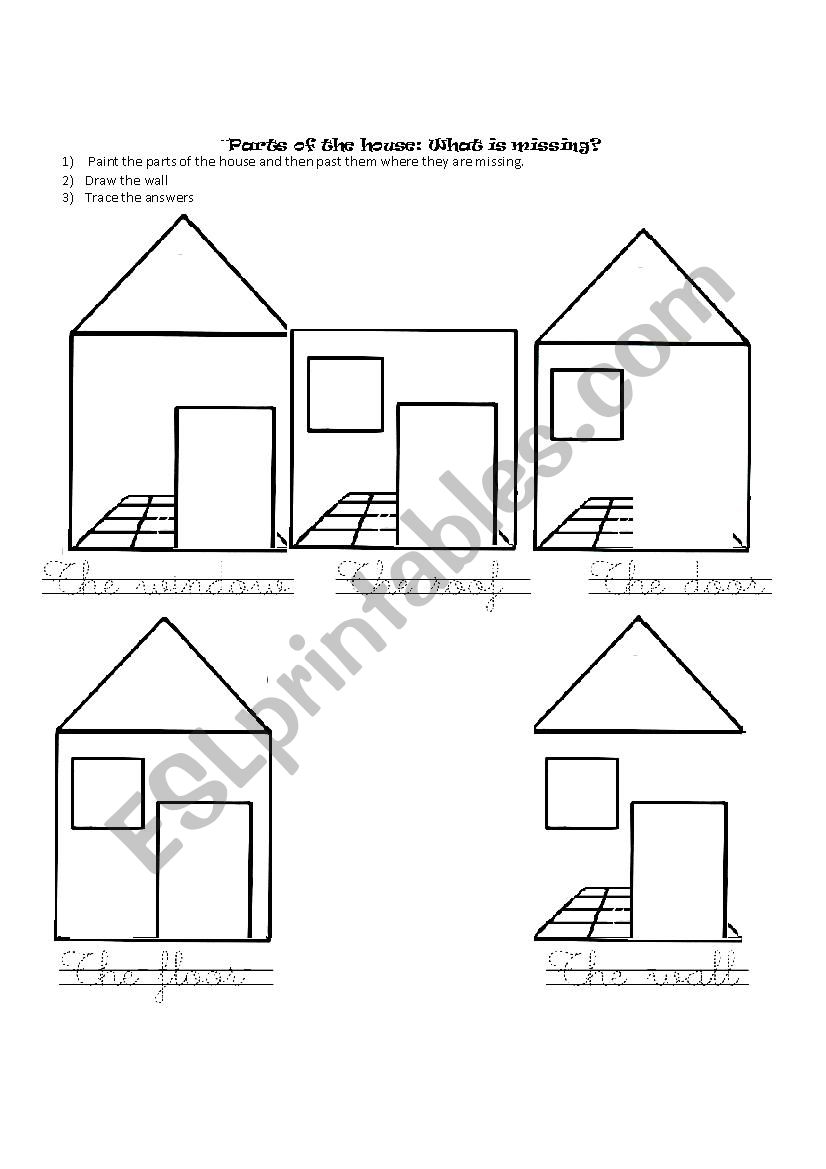 Parts of the house worksheet