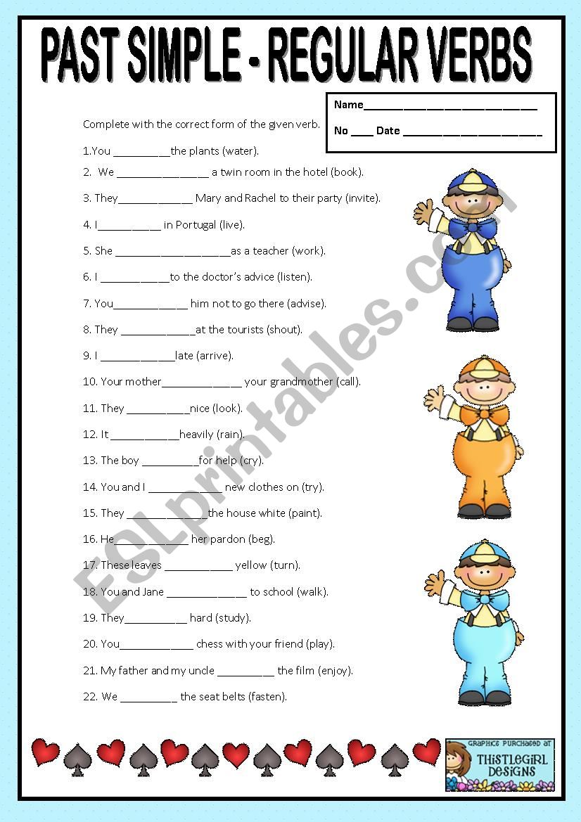 PAST SIMPLE - REGULAR VERBS worksheet