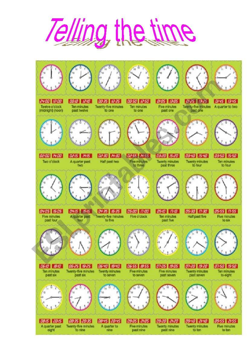 Telling the time worksheet
