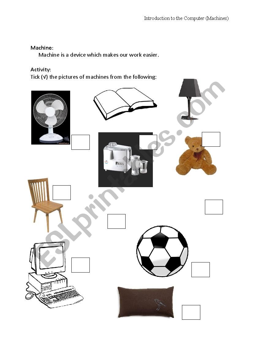 Introduction to Machines worksheet