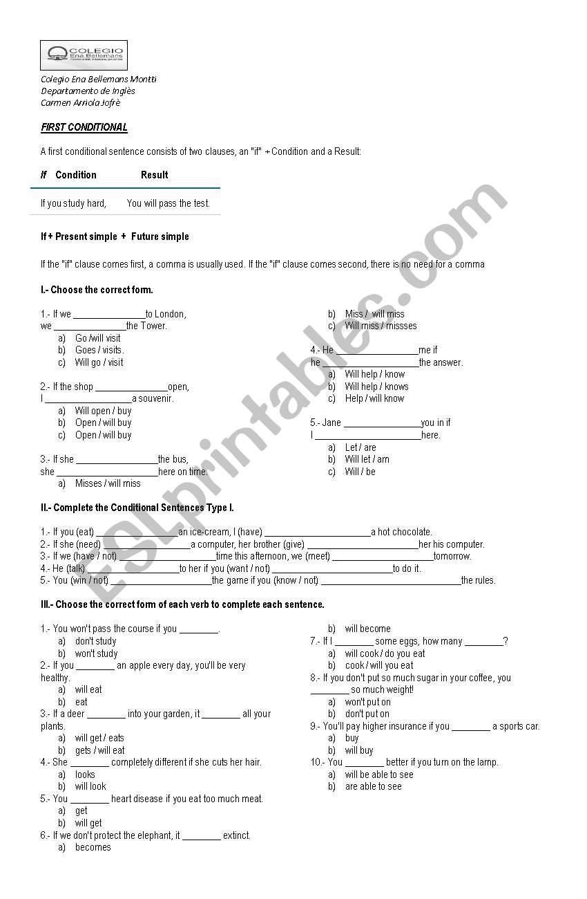 First Conditional worksheet